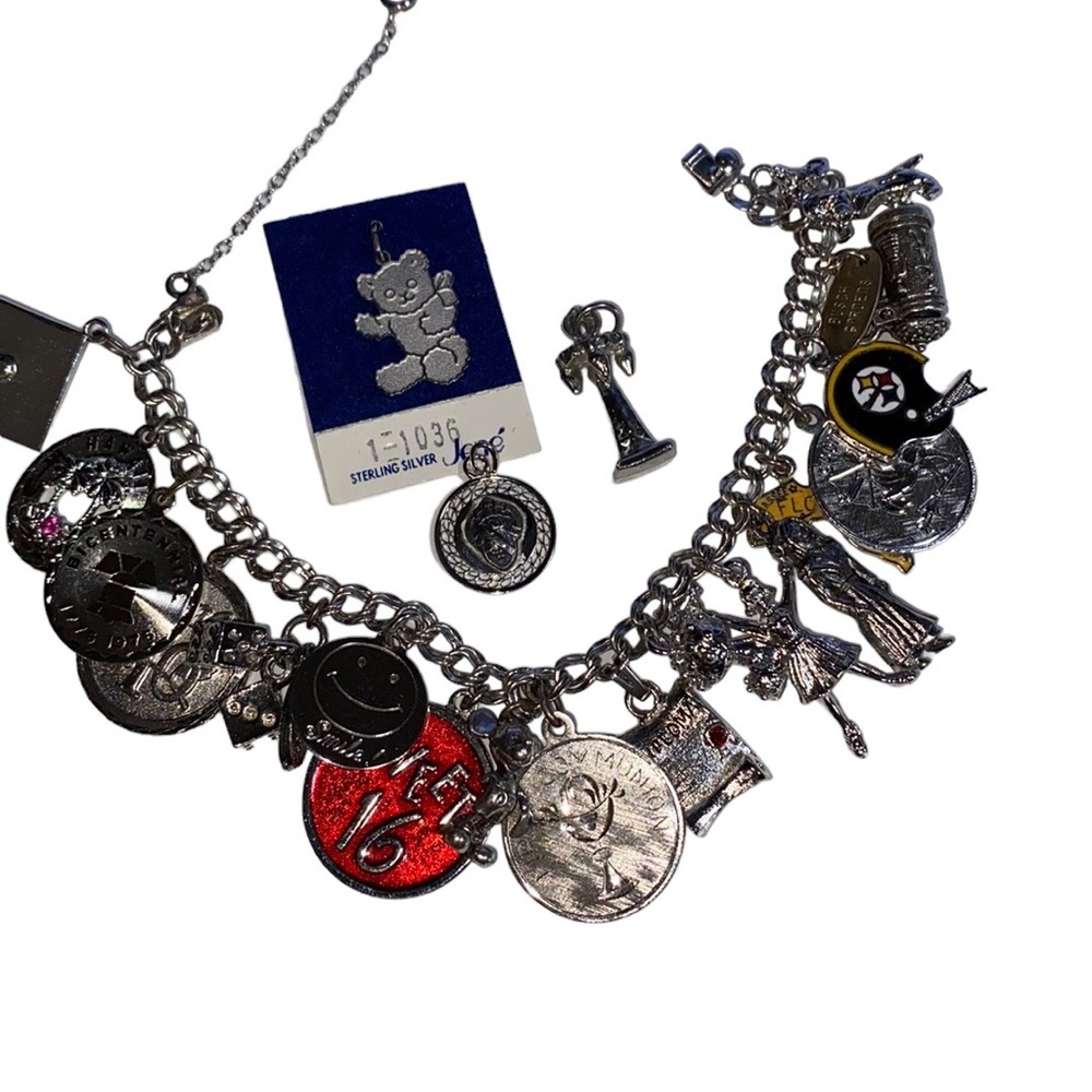 LOADED 68g Sterling Silver Vintage 21 Charm Bracelet 1960s